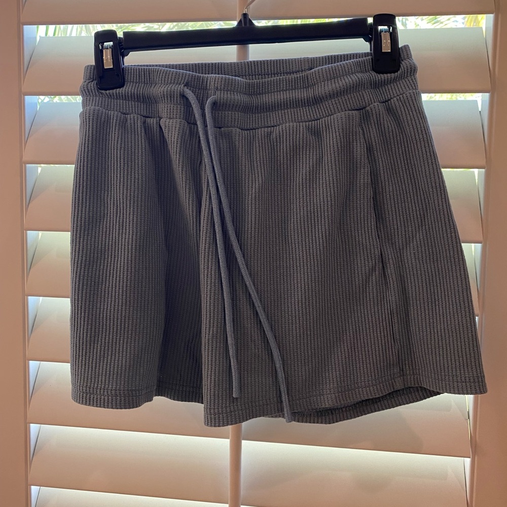 Gray Ribbed Knit Shorts